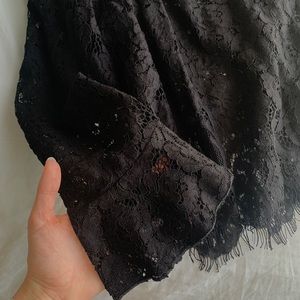 Black Lace Blouse: High Neck & Peplum Sleeves